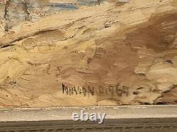 Ancient painting HSB landscape horses Camargue animated scene Circky André Poirson
