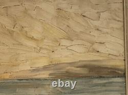 Ancient painting HSB landscape horses Camargue animated scene Circky André Poirson