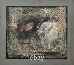 Ancient painting oil mixed composition sculpture portrait of a melancholic woman