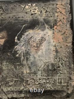 Ancient painting oil mixed composition sculpture portrait of a melancholic woman