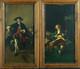 Ancient Painting St. Meissonier Portrait Man Reading Book Smoker Tavern X 2