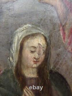 Ancient religious painting: The Coronation of the Virgin, HSP 17th-18th century, to be dated
