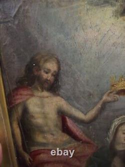 Ancient religious painting: The Coronation of the Virgin, HSP 17th-18th century, to be dated