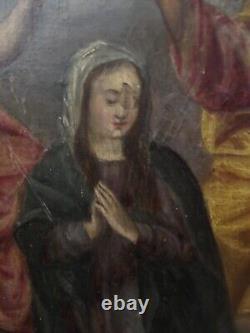 Ancient religious painting: The Coronation of the Virgin, HSP 17th-18th century, to be dated