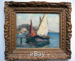 Andre Beronneau (1886-1973) Hsps Port Carquerianne Impressionist Oil Painting