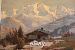 Angel Abrate Oil On Wood Panel 41 X 33 CM Mont Blanc Alps 1963