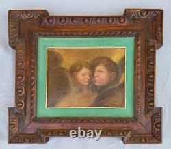 Anges Oil on Cardboard with Wooden Frame