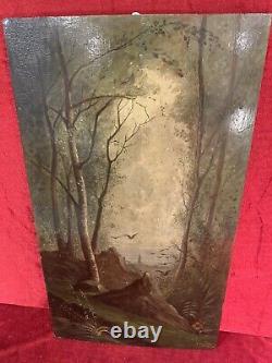 Animated Oil Landscape Painting Under Wood Barbizon French School Early 20th Century