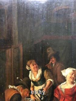 Animated Scene in the Kitchen, Oil on Parquet Panel, 18th Century or Earlier