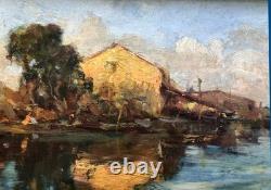 Animated Seaside Marine Painting HSP BOZZATO Attilio Achille (1886-1954)