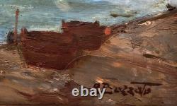 Animated Seaside Marine Painting HSP BOZZATO Attilio Achille (1886-1954)