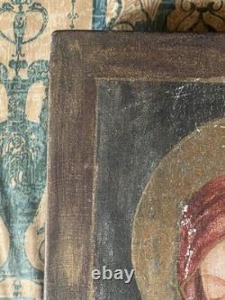 Anonymous Oil on Canvas Glued on Wood Religious Icon XX