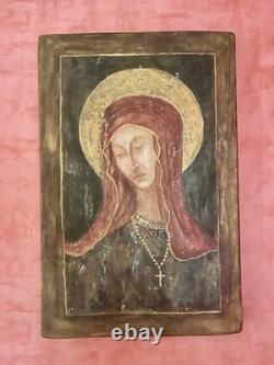 Anonymous Oil on Canvas Glued on Wood Religious Icon XX