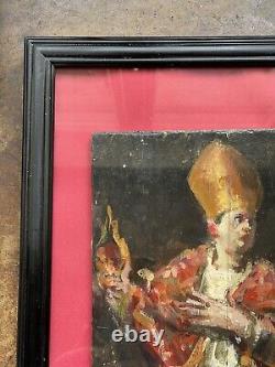 Anonymous Oil on Wood Portrait of a Cardinal Italian School Early 20th Century