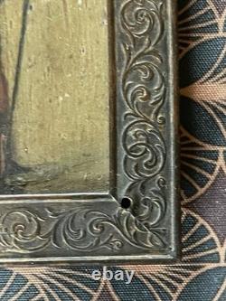 Anonymous Oil on Wood Soldier Miniature Bronze Frame 19th Century