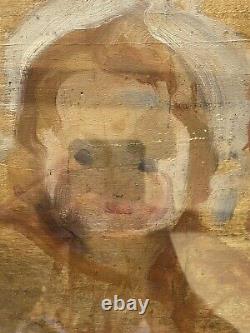 Anonymous Oil on Wood Under Glass Baby French School XX