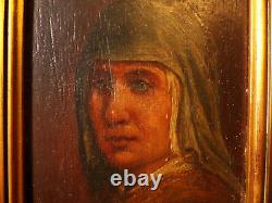 Anonymous, Portrait Of Woman, Oil On Wood, 19th