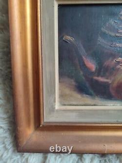 Anonymous oil on canvas Still Life with Teapot and Apples golden wood frame
