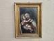 Antique 17th Century Square Painting Oil On Canvas Of Mary With Child Wooden Frame