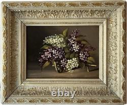 Antique French Oil Painting on Panel, Floral Still Life, Original Frame, Signed