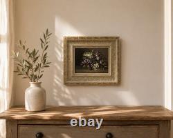 Antique French Oil Painting on Panel, Floral Still Life, Original Frame, Signed