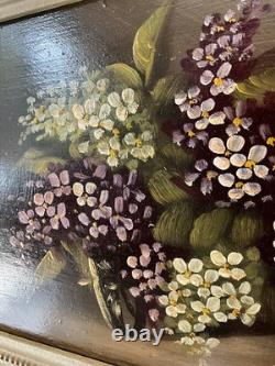 Antique French Oil Painting on Panel, Floral Still Life, Original Frame, Signed