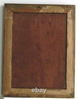 Antique Gilded Frame Oil Painting on Canvas of Peasants, Children, and Dog