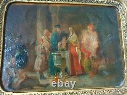 Antique Hand Painting Ottoman Era Oriental Green Balkan Albania Orthodox Baptism