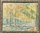 Antique Landscape Road Trees, Impressionist Oil Painting On Hardwood, Framed