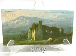 Antique Mountain Landscape Painting 1899 Oil on Wood Panel