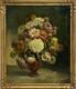Antique Oil Painting 1900s, Floral Bouquet Still Life, Framed, Hand Made