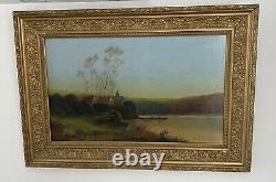 Antique Oil Painting Animated Landscape Barbizon School Signed Morillo