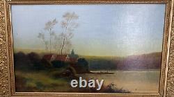 Antique Oil Painting Animated Landscape Barbizon School Signed Morillo