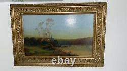 Antique Oil Painting Animated Landscape Barbizon School Signed Morillo