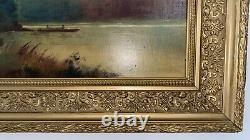 Antique Oil Painting Animated Landscape Barbizon School Signed Morillo