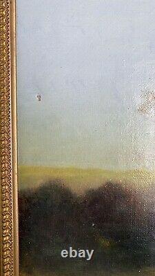 Antique Oil Painting Animated Landscape Barbizon School Signed Morillo