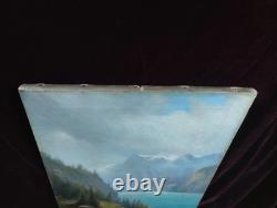 Antique Oil Painting, Barbizon School, Welti, Swiss Alps, Mountain, 19th Century