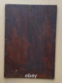 Antique Oil on Wood 19th Century Signed Robert Aurele Mandolin Player