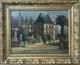 Antique Original 19th Century Oil Painting, Garden Park Chateau, Signed, Framed