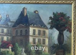 Antique Original 19th Century Oil Painting, Garden Park Chateau, Signed, Framed