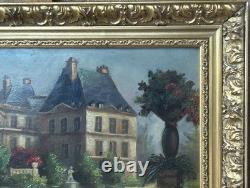 Antique Original 19th Century Oil Painting, Garden Park Chateau, Signed, Framed
