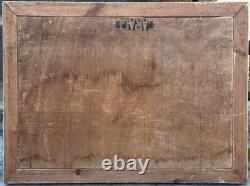 Antique Original Oil Painting, Marine, Boat, Reefs, Stones, Seascape, Framed