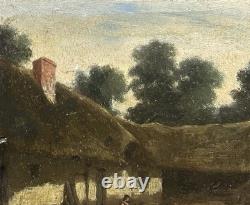 Antique Original Oil Painting Village Scene Landscape, Realism, Barbizon School