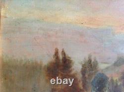 Antique Painting 19th Barbizon Taste Trouillebert Landscape By The Boat Oil / Wood