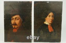 Antique Painting Bisson, Oil Panel Portraits Xix, French Paint, French Painting