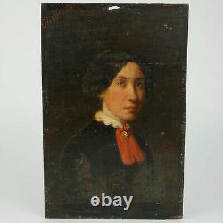 Antique Painting Bisson, Oil Panel Portraits Xix, French Paint, French Painting