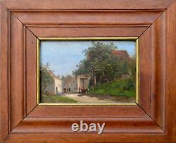 Antique Painting By Albert-françois Fleury 1848-1925. The Entrance To The Village
