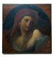 Antique Painting, Portrait Of A Woman In Medallion On Mahogany Panel, 19th