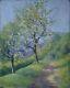 Antique Painting, School Impressionist Early 20th. Fruit Trees In Bloom