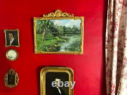 Antique Signed English Painting, Lakescape With Its Pediment Frame